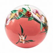 Boule de Noël fleurs en porcelaine 5,5 cm, référence 32, fleurs roses et claires, dessous rose corail, vue 1.