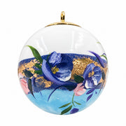Boule de Noël fleurs en porcelaine 5,5 cm, référence 38, fleurs bleues et crème, dessous bleu turquoise, vue 5.