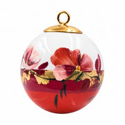 Boule de Noël fleurs en porcelaine 5,5 cm, référence 39, fleurs rouges et roses, dessous rouge orangé, vue 2.