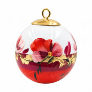 Boule de Noël fleurs en porcelaine 5,5 cm, référence 39, fleurs rouges et roses, dessous rouge orangé, vue 5.