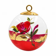 Boule de Noël fleurs en porcelaine 5,5 cm, référence 39, fleurs rouges et roses, dessous rouge orangé, vue 6.