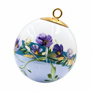 Boule de Noël fleurs en porcelaine 5,5 cm, référence 40, fleurs bleues et blanches, dessous bleu grisé, vue 4.