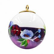 Boule de Noël fleurs en porcelaine 5,5 cm, référence 45, fleurs bleues, dessous mauve et violet, vue 5.