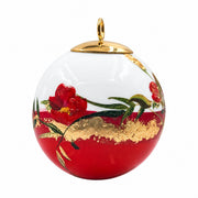 Boule de Noël fleurs en porcelaine 5,5 cm, référence 47, fleurs rouges et bordeaux, dessous rouge, vue 5.