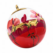 Boule de Noël fleurs en porcelaine 5,5 cm, référence 50, fleurs rouges, orangées et roses, dessous rouge orangé, vue 5.