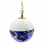 Boule de Noël fleurs avec perles 6,5 cm, référence 04 — grandes fleurs bleu profond, vue 4