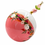 Boule de Noël fleurs avec perles 6,5 cm, référence 10 — bouquet blanc et rose sur rose, vue 1