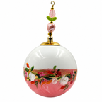 Boule de Noël fleurs avec perles 6,5 cm, référence 10 — bouquet blanc et rose sur rose, vue 2