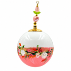 Boule de Noël fleurs avec perles 6,5 cm, référence 10 — bouquet blanc et rose sur rose, vue 3