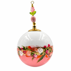 Boule de Noël fleurs avec perles 6,5 cm, référence 10 — bouquet blanc et rose sur rose, vue 5