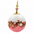 Boule de Noël fleurs avec perles 6,5 cm, référence 10 — bouquet blanc et rose sur rose, vue 6