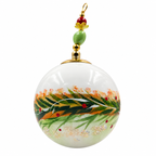 Boule de Noël fleurs avec perles 6,5 cm, référence 11 — feuillages verts et touches dorées, vue 5