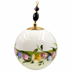 Boule de Noël avec perles 8 cm – Bouquet multicolore sur vert pâle – Réf. 05, vue 4 — pièce unique peinte à la main