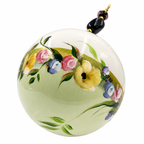 Boule de Noël avec perles 8 cm – Bouquet multicolore sur vert pâle – Réf. 05, vue 5 — pièce unique peinte à la main
