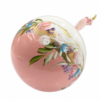 Boule de Noël avec perles 8 cm – Bouquet pastel sur rose – Réf. 13, vue 5 — pièce unique peinte à la main
