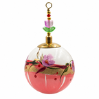 Boule de Noël en céramique avec perles 8 cm — Fleurs mauves, corail et or — référence 01, vue 4