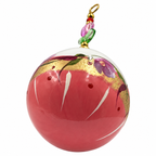 Boule de Noël en céramique avec perles 8 cm — Fleurs mauves, corail et or — référence 01, vue 5