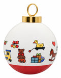 Les Jouets — Boule de Noël personnalisée — dessous rouge, porcelaine peinte à la main