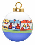Le Marché de Noël — Boule de Noël personnalisée — dessous bleu, porcelaine peinte à la main