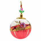 Boule de Noël en porcelaine avec perles, 5 cm, corail et fleurs mauves, référence 01, vue 3