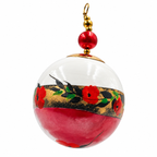 Boule de Noël en porcelaine avec perles 5 cm, coquelicots et reflets argentés, référence 03, vue 3