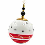 Boule de Noël en porcelaine avec perles 5 cm, rouge et blanc, strass contrastés, référence 11, vue 3