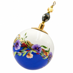 Boule de Noël en porcelaine avec perles 5 cm, bouquet multicolore sur bleu, référence 14, vue 3