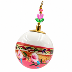 Boule de Noël en porcelaine avec perles 5 cm, fleurs roses et touches turquoise, référence 17, vue 4