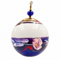 Boule de Noël en porcelaine avec perles 5 cm, fleurs roses et arabesques bleues, référence 18, vue 1