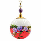 Boule de Noël en porcelaine avec perles 5 cm, fleurs violettes sur corail, référence 22, vue 3