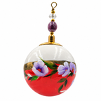Boule de Noël en porcelaine avec perles 5 cm, fleurs violettes sur corail, référence 22, vue 5
