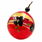 Boule de Noël en porcelaine avec perles 5 cm, fleurs noires sur rouge et or, référence 23, vue 4
