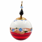 Boule de Noël en porcelaine avec perles 5 cm, petites fleurs bleues et rouge, référence 24, vue 4