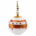 Boule de Noël en porcelaine avec perles 5 cm, rouge, blanc, dorures et strass, référence 25, vue 4