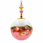 Boule de Noël artisanale personnalisable 6,5 cm, référence 17, vue 3 — Fleurs crème sur rose