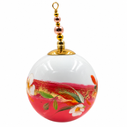 Boule de Noël artisanale personnalisable 6,5 cm, référence 20, vue 2 — Fleurs blanches sur rose