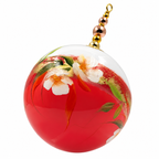 Boule de Noël artisanale personnalisable 6,5 cm, référence 20, vue 5 — Fleurs blanches sur rose