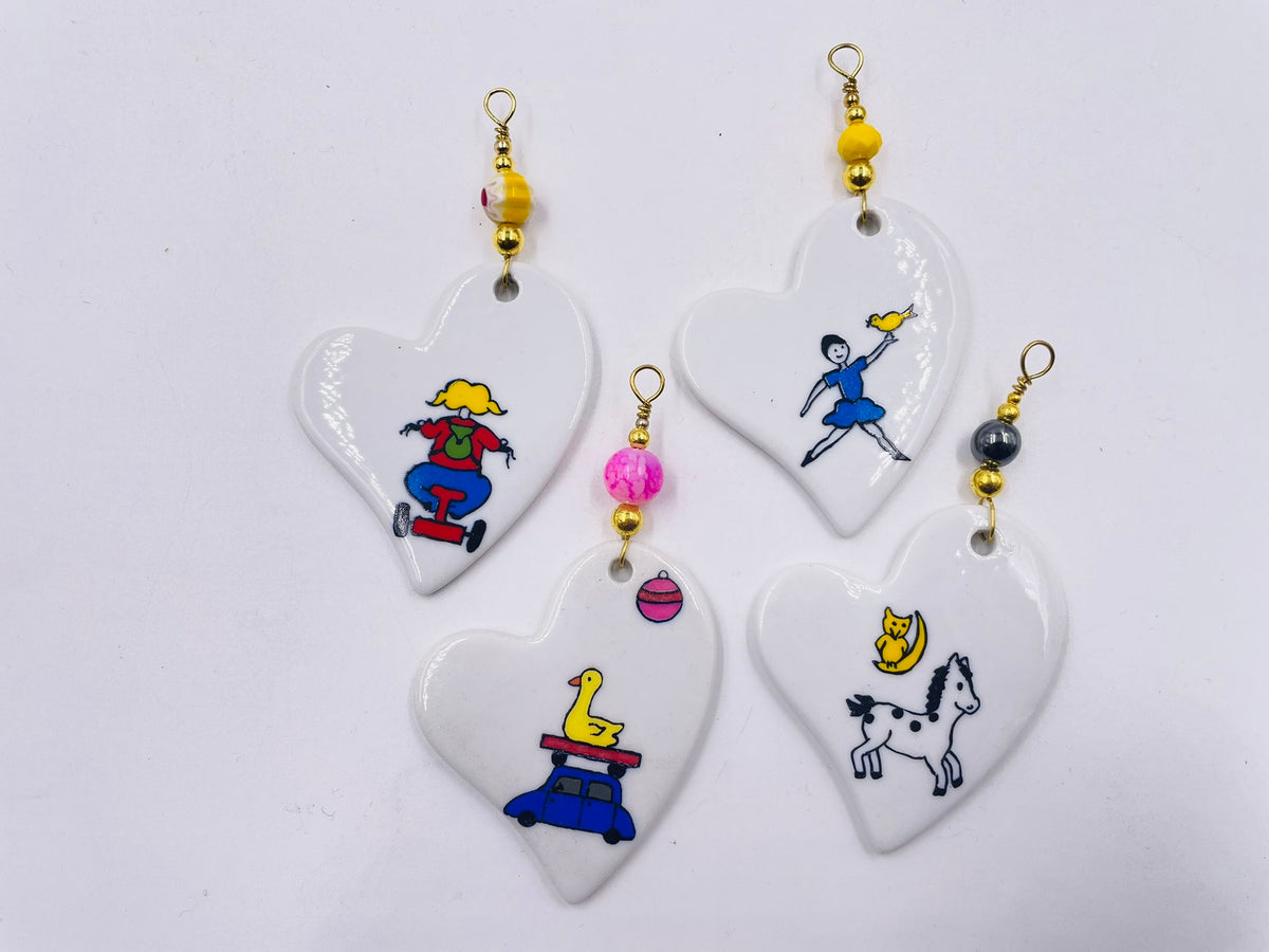 Cœurs en porcelaine — Lot de 4 — 02 — vue 1