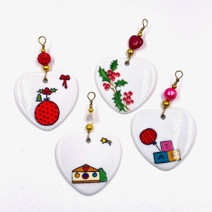 Cœurs en porcelaine — Lot de 4 — 07 — vue 1