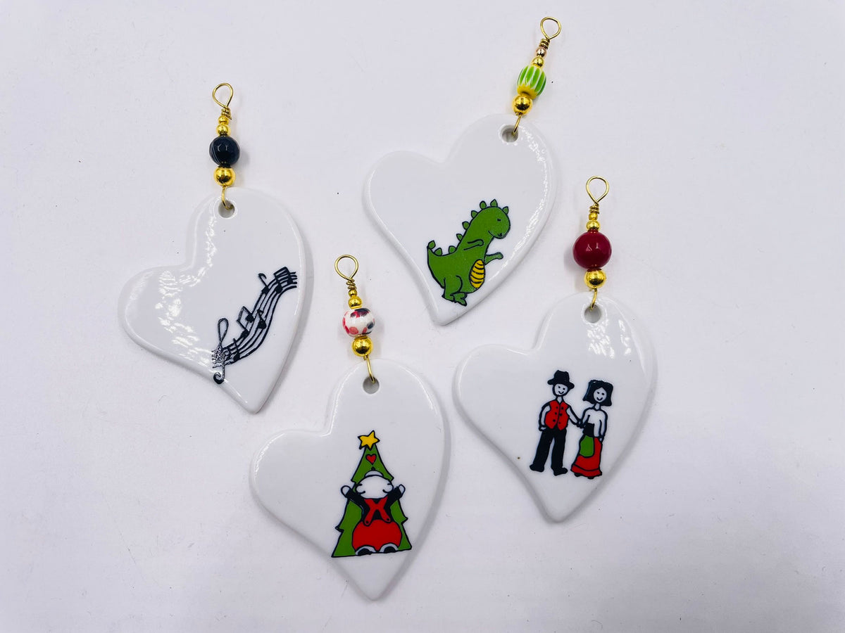 Cœurs en porcelaine — Lot de 4 — 08 — vue 1