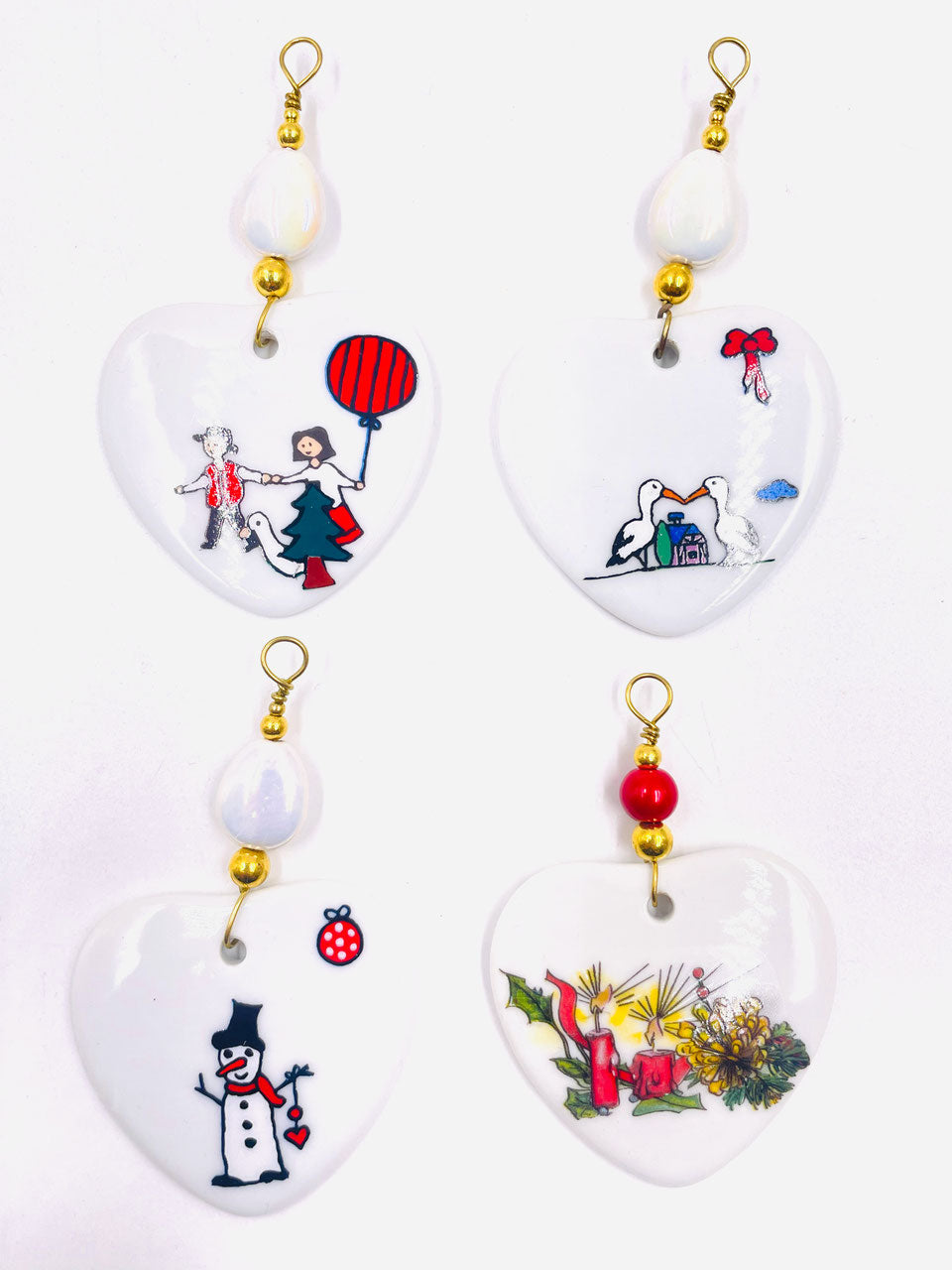 Cœurs en porcelaine — Lot de 4 — 12 — vue 1