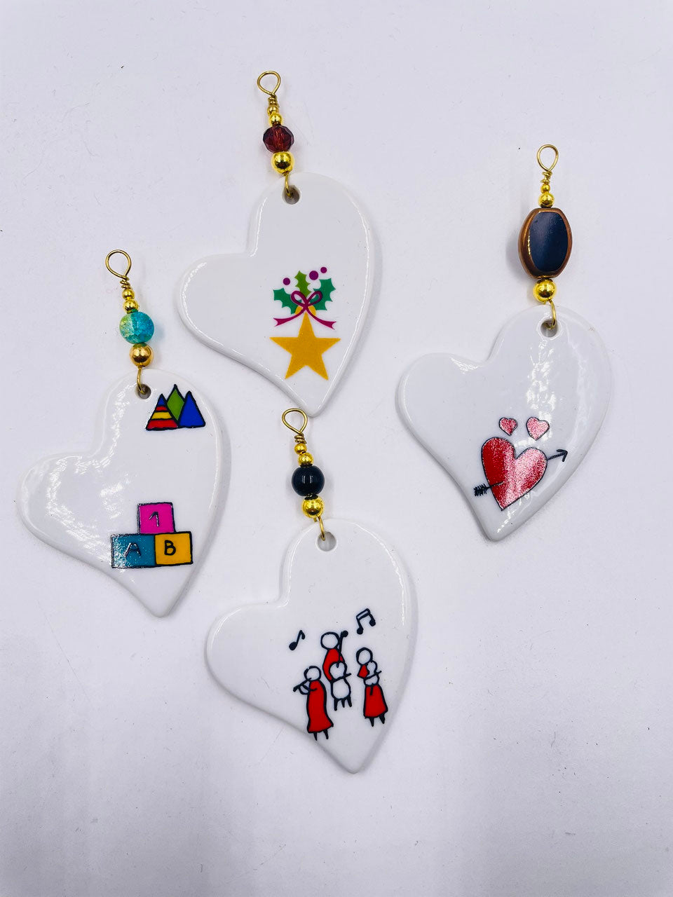 Cœurs en porcelaine — Lot de 4 — 14 — vue 1