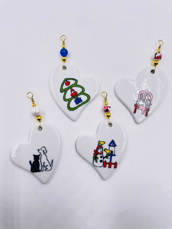 Cœurs en porcelaine — Lot de 4 — 16 — vue 1