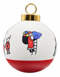Farandole Noël — Boule de Noël 5,5 cm — dessous rouge, porcelaine peinte à la main