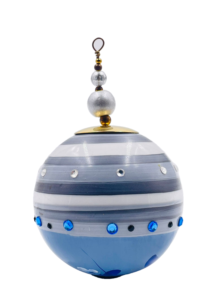 Boule de Noël fleurs avec perles — 7 cm — Réf. 01
