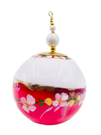 Boule de Noël fleurs avec perles — 7 cm — Réf. A02 — vue 2