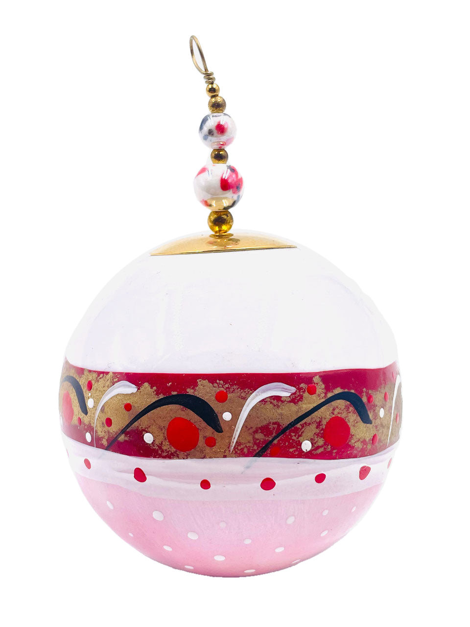 Boule de Noël fleurs avec perles — 7 cm — Réf. A03 — vue 2