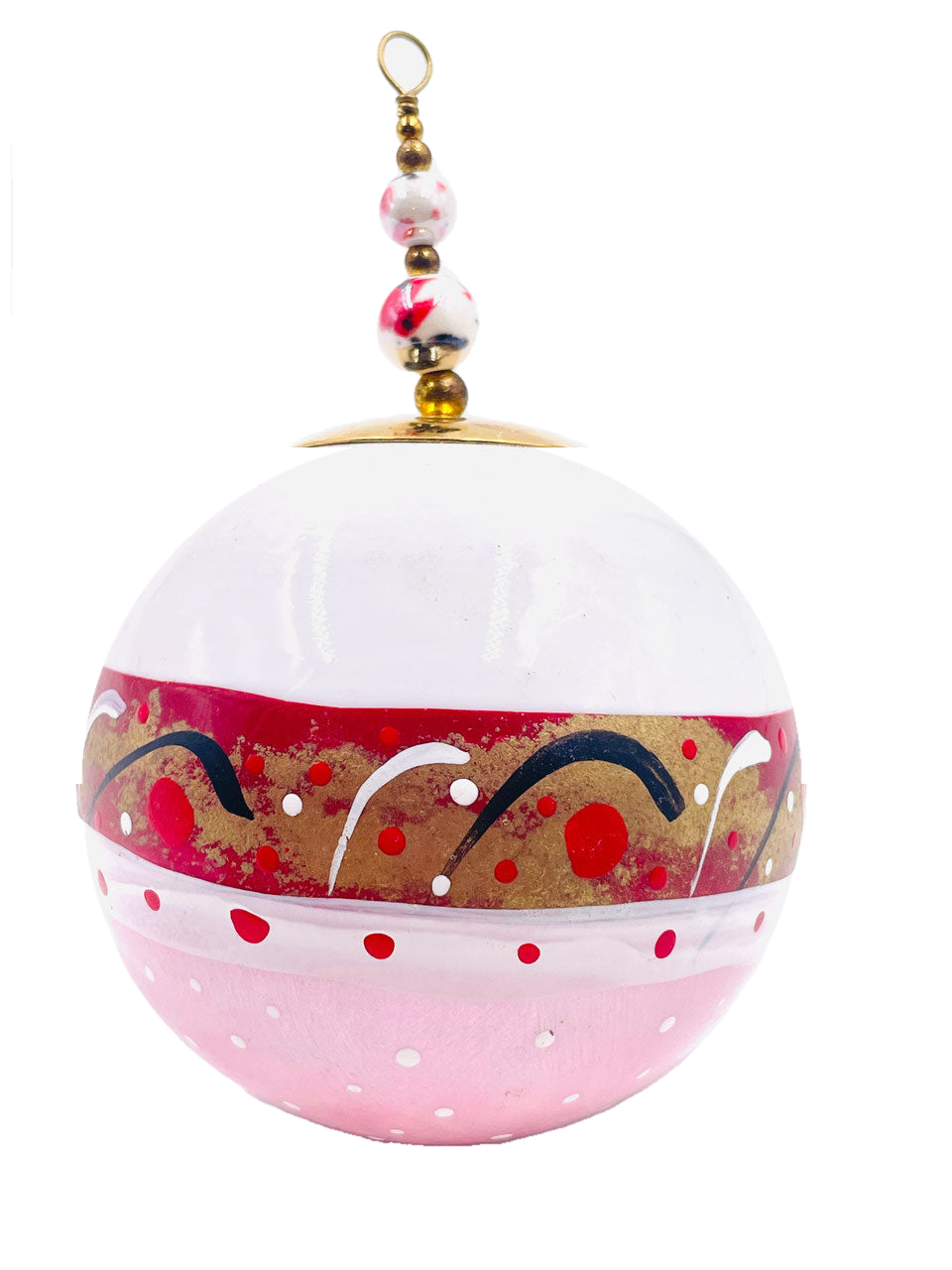 Boule de Noël fleurs avec perles — 7 cm — Réf. A03 — vue 3