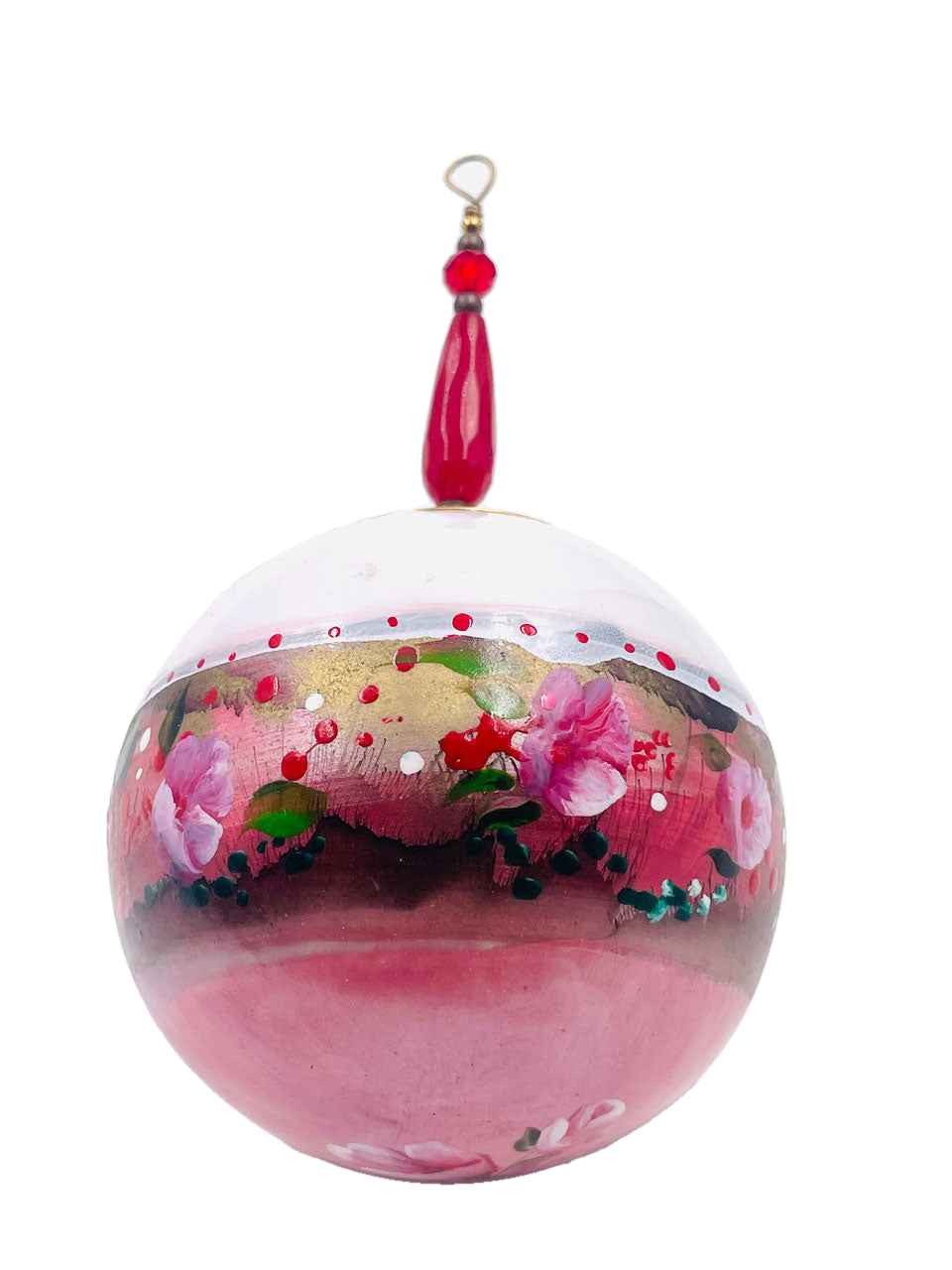 Boule de Noël fleurs avec perles — 7 cm — Réf. A05 — vue 3