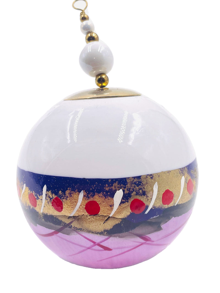 Boule de Noël fleurs avec perles — 7 cm — Réf. 06